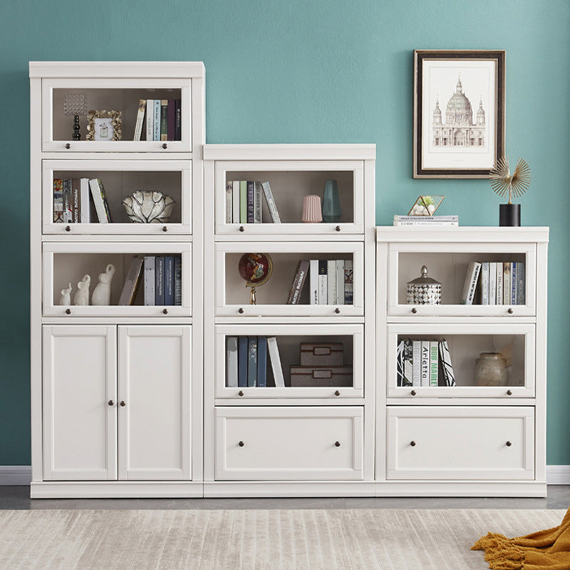 Wood Standard Bookshelf Contemporary Closed Back Bookcase with Drawers