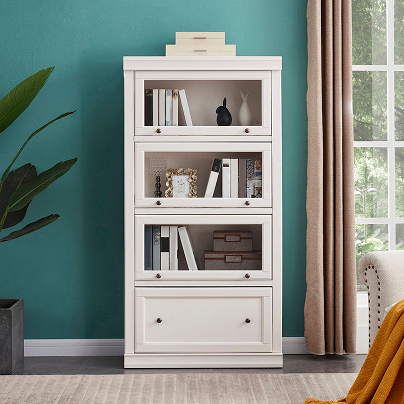 Wood Standard Bookshelf Contemporary Closed Back Bookcase with Drawers