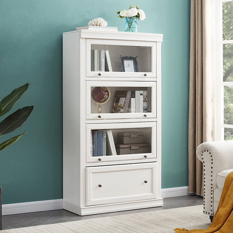 Wood Standard Bookshelf Contemporary Closed Back Bookcase with Drawers