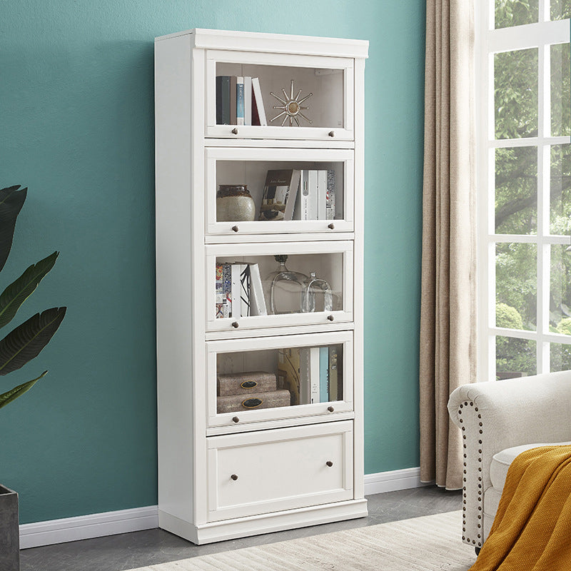 Wood Standard Bookshelf Contemporary Closed Back Bookcase with Drawers