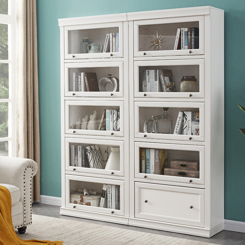 Wood Standard Bookshelf Contemporary Closed Back Bookcase with Drawers