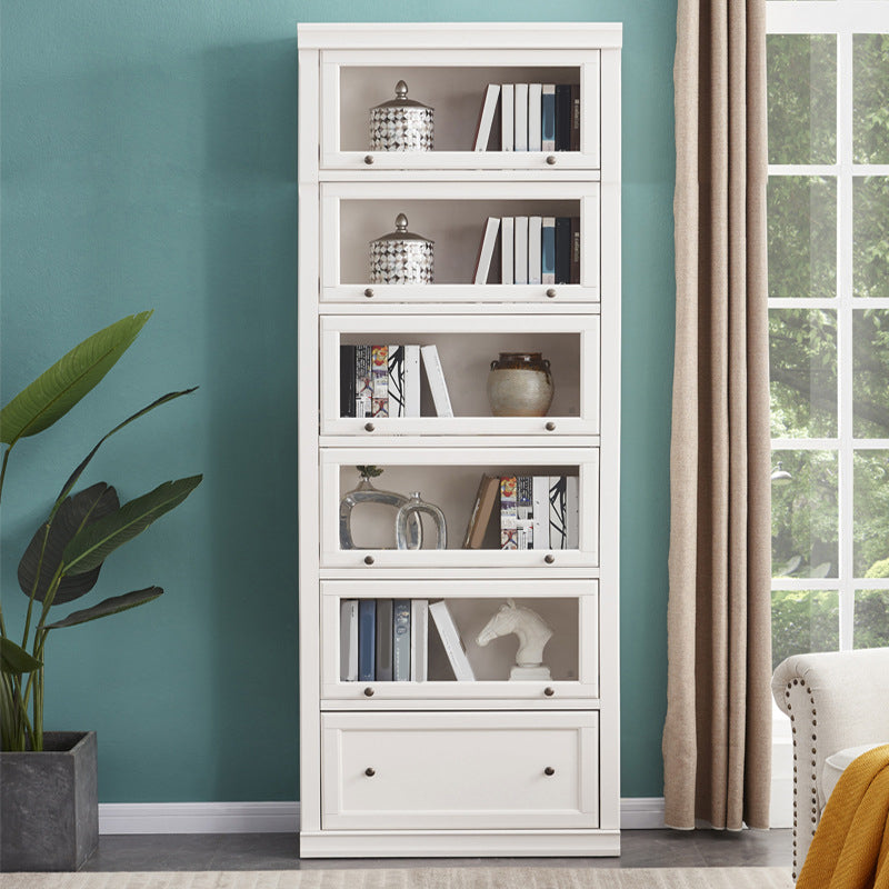 Wood Standard Bookshelf Contemporary Closed Back Bookcase with Drawers