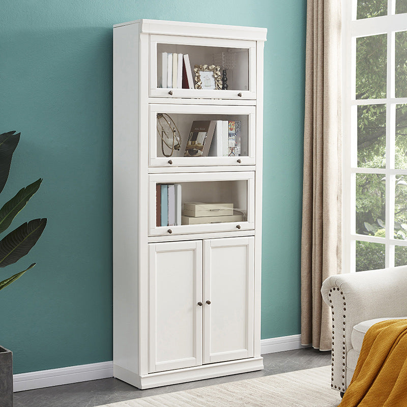 Wood Standard Bookshelf Contemporary Closed Back Bookcase with Drawers