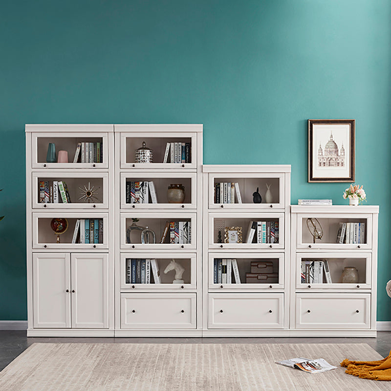 Wood Standard Bookshelf Contemporary Closed Back Bookcase with Drawers