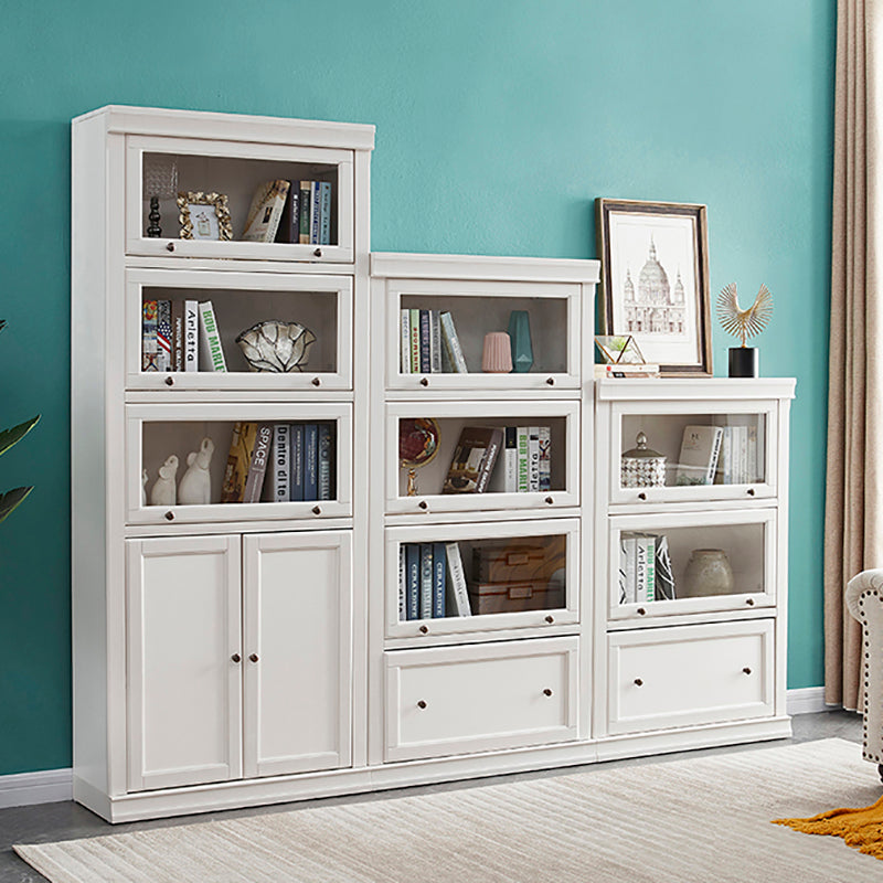 Wood Standard Bookshelf Contemporary Closed Back Bookcase with Drawers