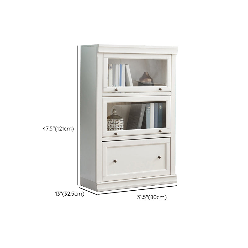 Wood Standard Bookshelf Contemporary Closed Back Bookcase with Drawers