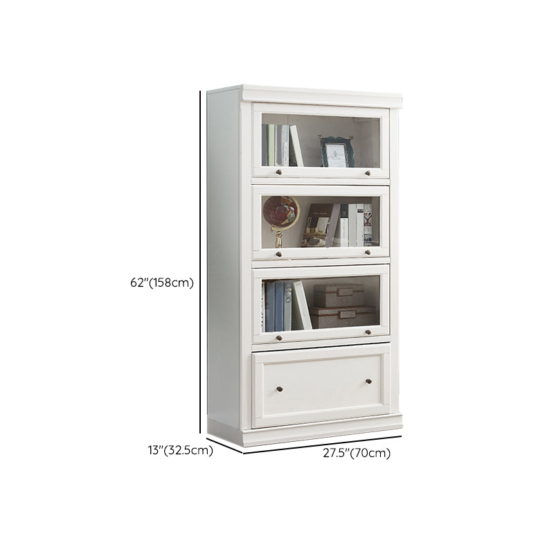 Wood Standard Bookshelf Contemporary Closed Back Bookcase with Drawers