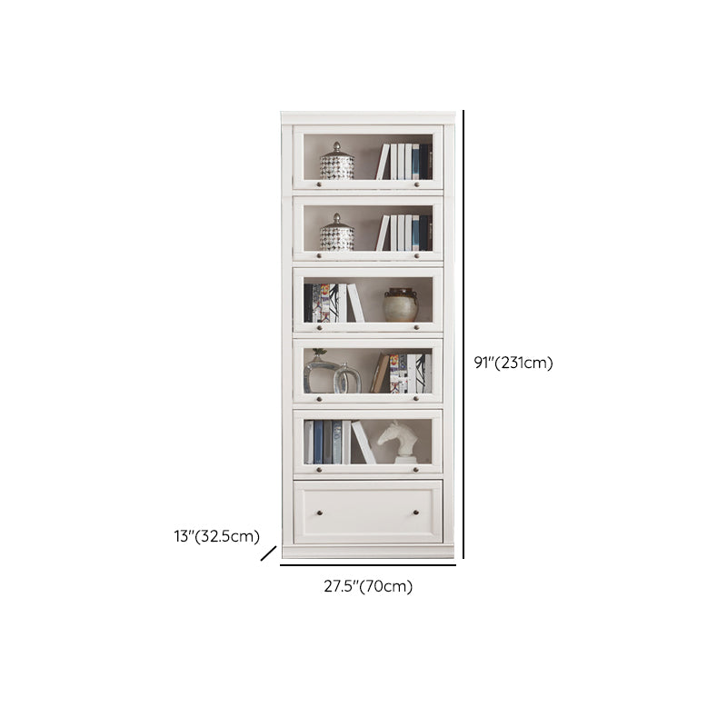 Wood Standard Bookshelf Contemporary Closed Back Bookcase with Drawers