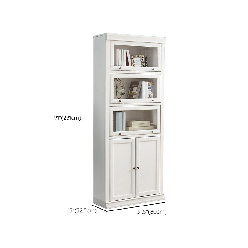 Wood Standard Bookshelf Contemporary Closed Back Bookcase with Drawers