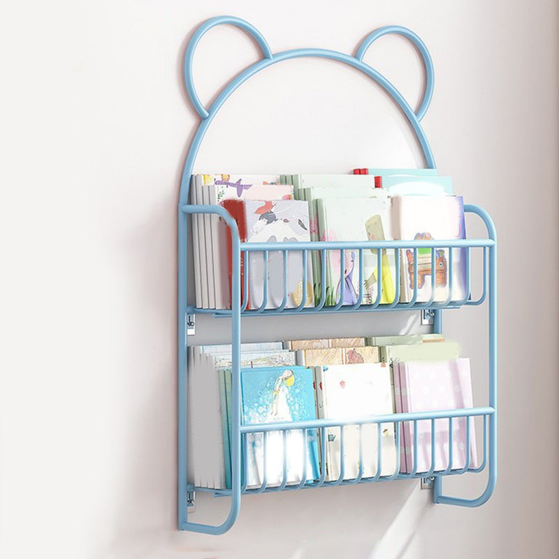 Closed Back Wall Mounted Bookshelf Metal Bookcase with Shelves