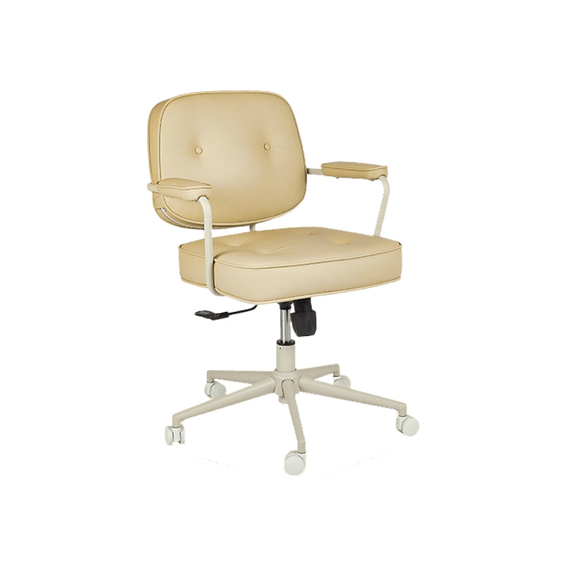 Padded Arms Desk Chair Modern No Distressing Leather Ergonomic Chair with Wheels