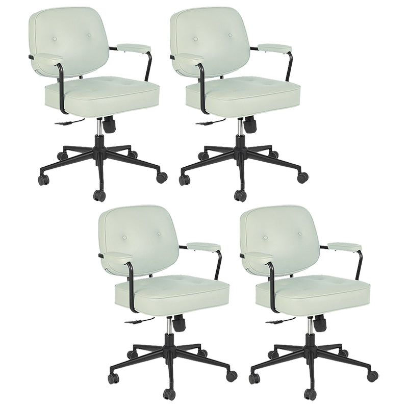 Padded Arms Desk Chair Modern No Distressing Leather Ergonomic Chair with Wheels