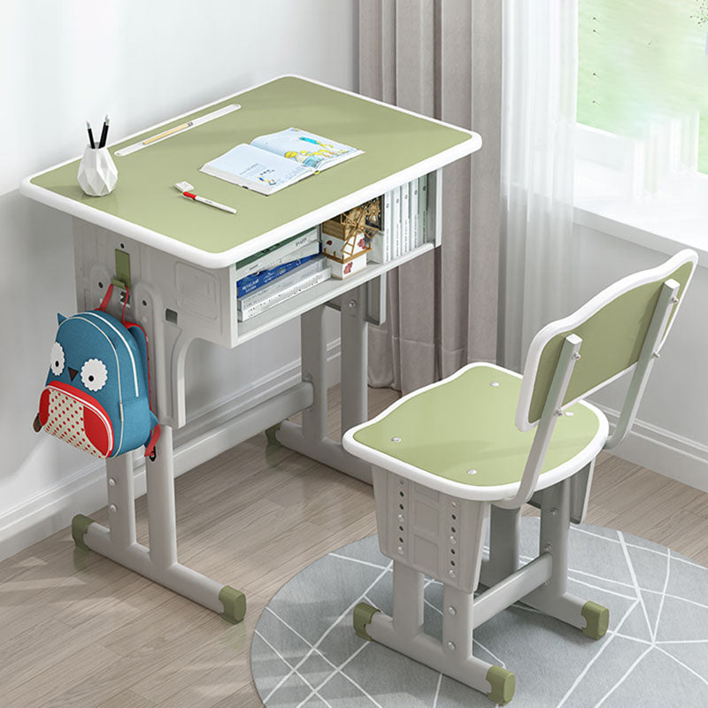 Adjustable Drawer Desk Solid Wood Study Desk with  Bookshelf