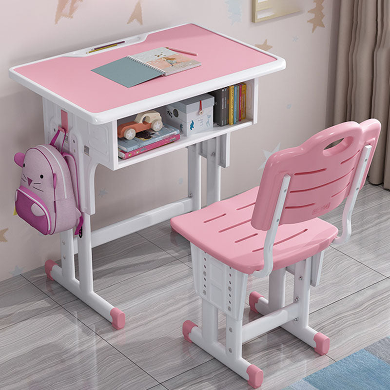 Adjustable Drawer Desk Solid Wood Study Desk with  Bookshelf