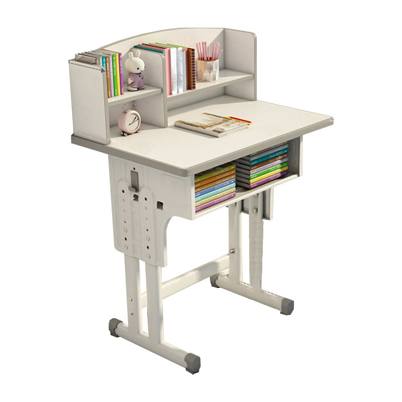 Adjustable Drawer Desk Solid Wood Study Desk with  Bookshelf