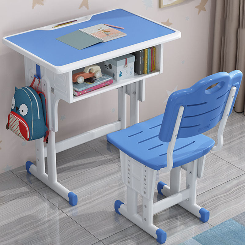 Adjustable Drawer Desk Solid Wood Study Desk with  Bookshelf