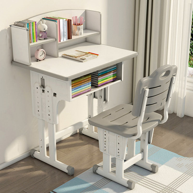 Adjustable Drawer Desk Solid Wood Study Desk with  Bookshelf