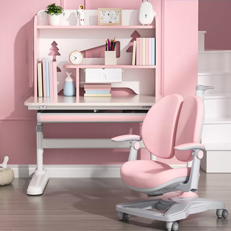 Storage Shelves Student Table with Hand Crank and Keyboard Tray