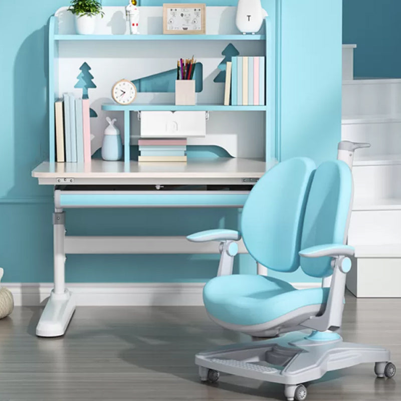 Storage Shelves Student Table with Hand Crank and Keyboard Tray