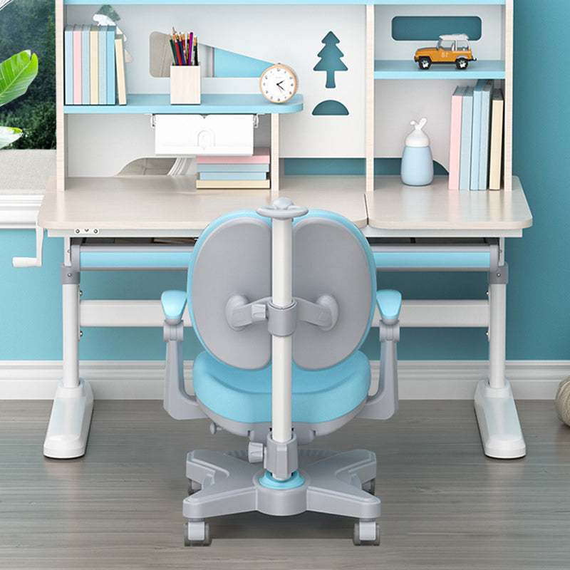 Storage Shelves Student Table with Hand Crank and Keyboard Tray