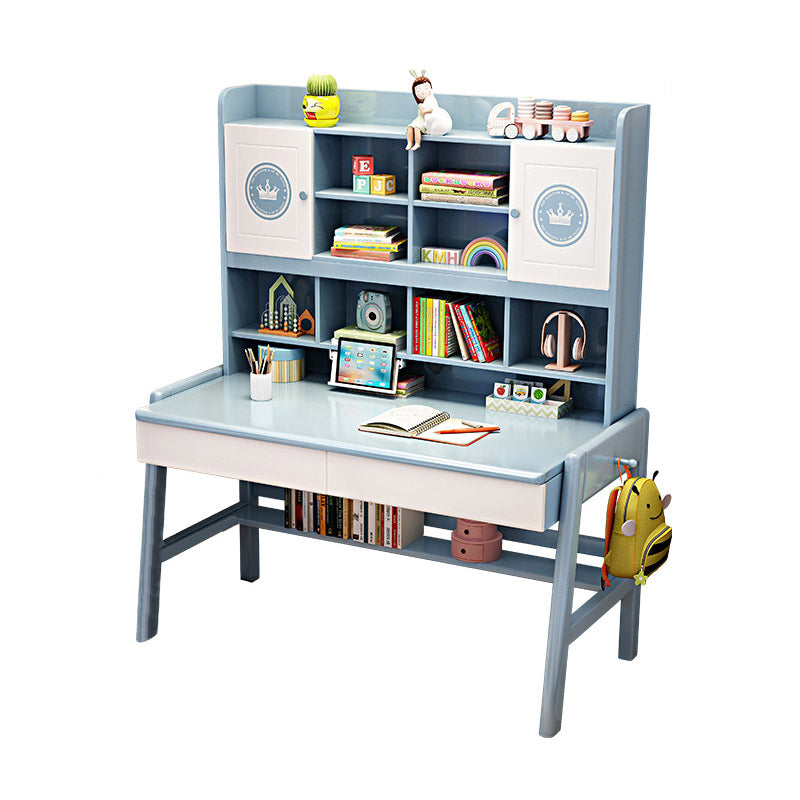 Solid Wood Children's Desk Ergonomic Home Desk with Chair with Bookshelf