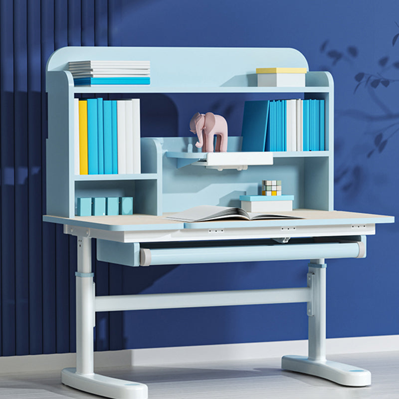 Adjustable Study Desk Home Solid Wood Student Desk with Storage Shelves