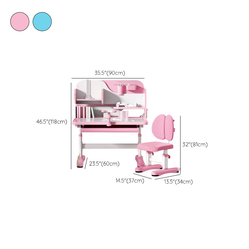 Adjustable Study Desk Home Table and Chair Set with Storage Drawer