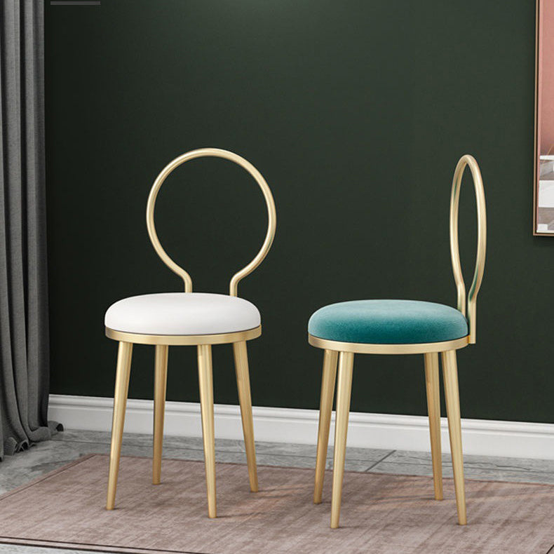 Metal Glam Style Side Chair Open Back Dining Side Chair with Gold Legs