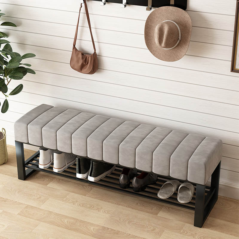 Metal Entryway Bench Modern Seating Bench with Shoe Storage , 13.65-inch W