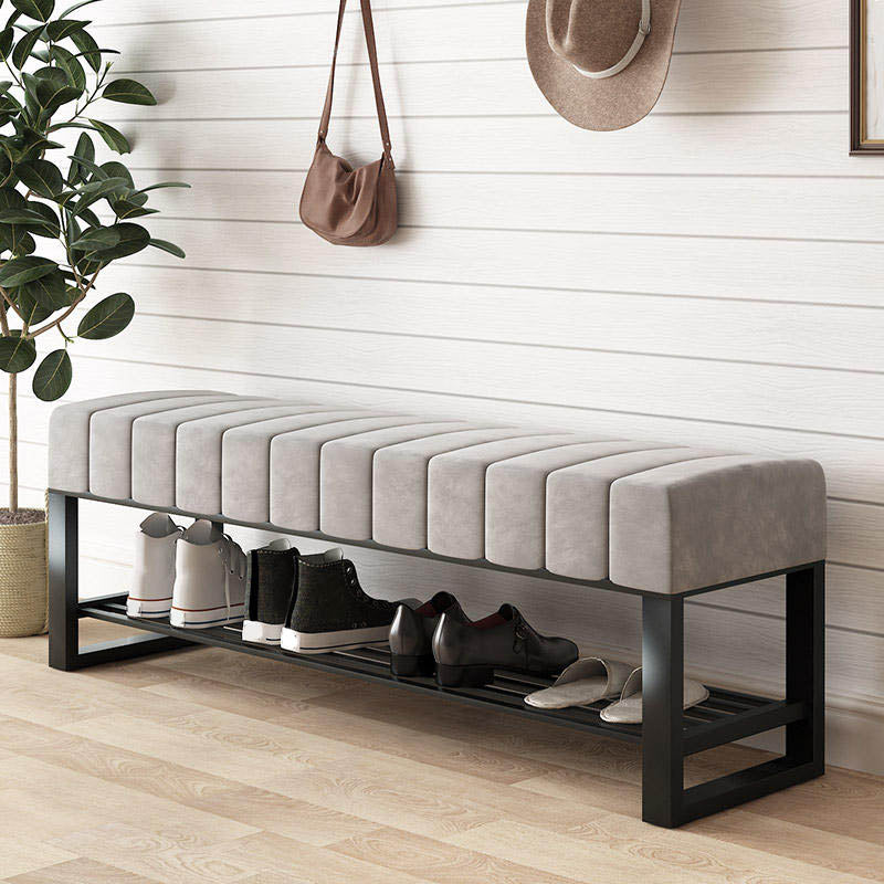 Metal Entryway Bench Modern Seating Bench with Shoe Storage , 13.65-inch W