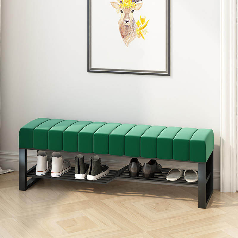 Metal Entryway Bench Modern Seating Bench with Shoe Storage , 13.65-inch W