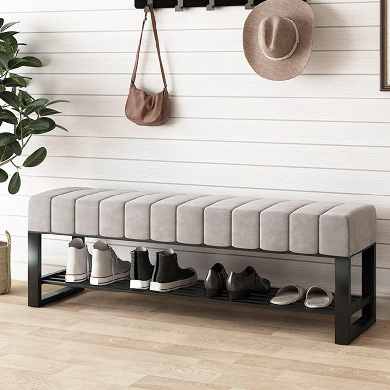 Metal Entryway Bench Modern Seating Bench with Shoe Storage , 13.65-inch W