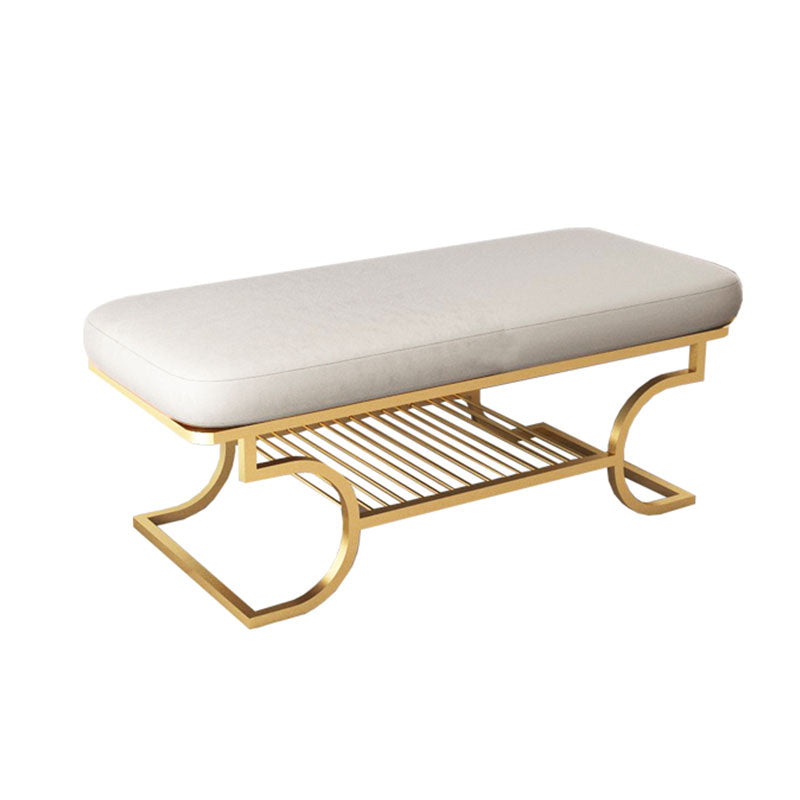 Metal Entryway Bench Modern Rectangle Seating Bench with Upholstered