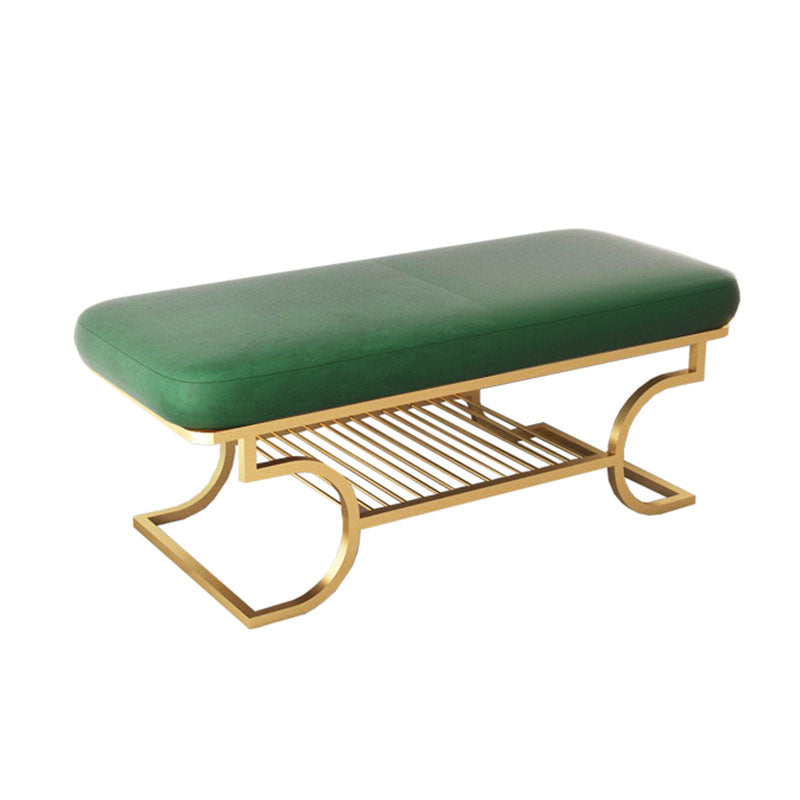 Metal Entryway Bench Modern Rectangle Seating Bench with Upholstered