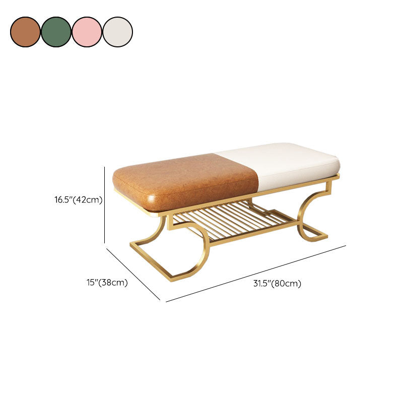 Metal Entryway Bench Modern Rectangle Seating Bench with Upholstered