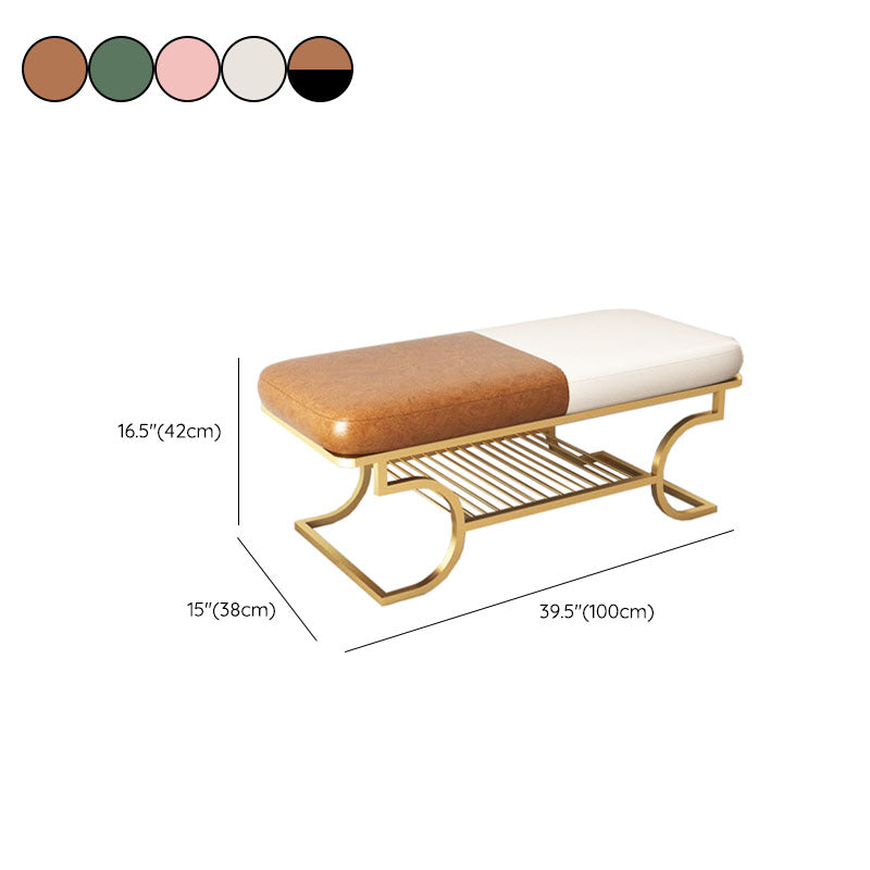 Metal Entryway Bench Modern Rectangle Seating Bench with Upholstered