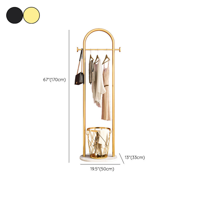 Gorgeous Coat Rack Double Coat Hooks Bedroom Metal Hangers with Basket