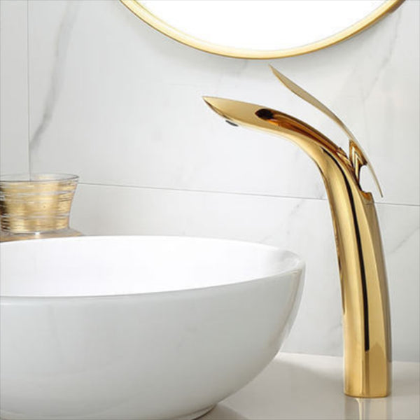 Brass 1 Hole Basin Faucet Lever Handle Sink Faucet Circular Modern Faucet for Bathroom