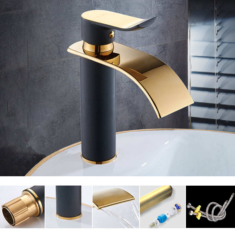 Single Hole Basin Faucet Waterfall Spout Sink Faucet Lever Handle Bathroom Faucet
