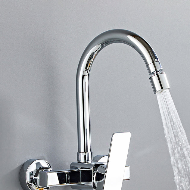 Modern Kitchen Faucet Single Level No Sensor Bar Faucet in Silver