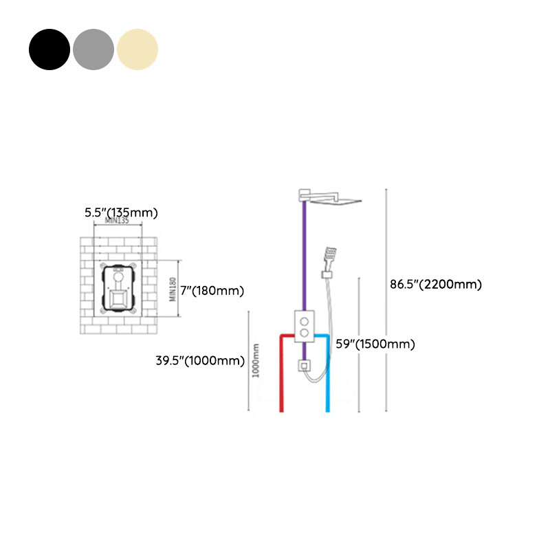 All-copper Shower Set into The Wall Pressurized Shower with Constant Temperature Concealed