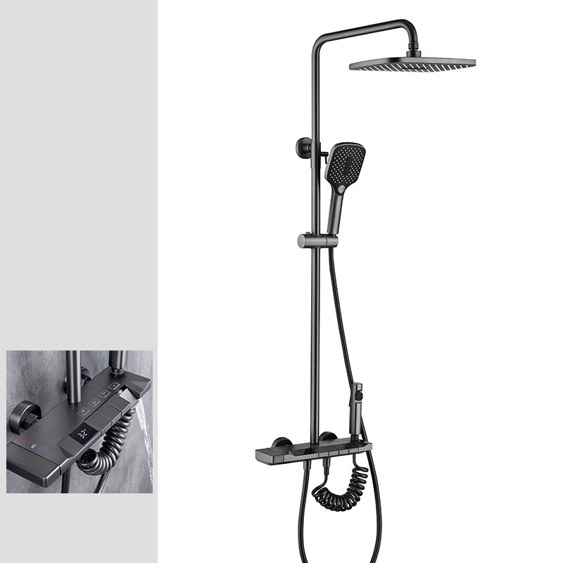 Contemporary Style Brass Shower Faucet with Hand Shower Wall Mounted Shower Combo