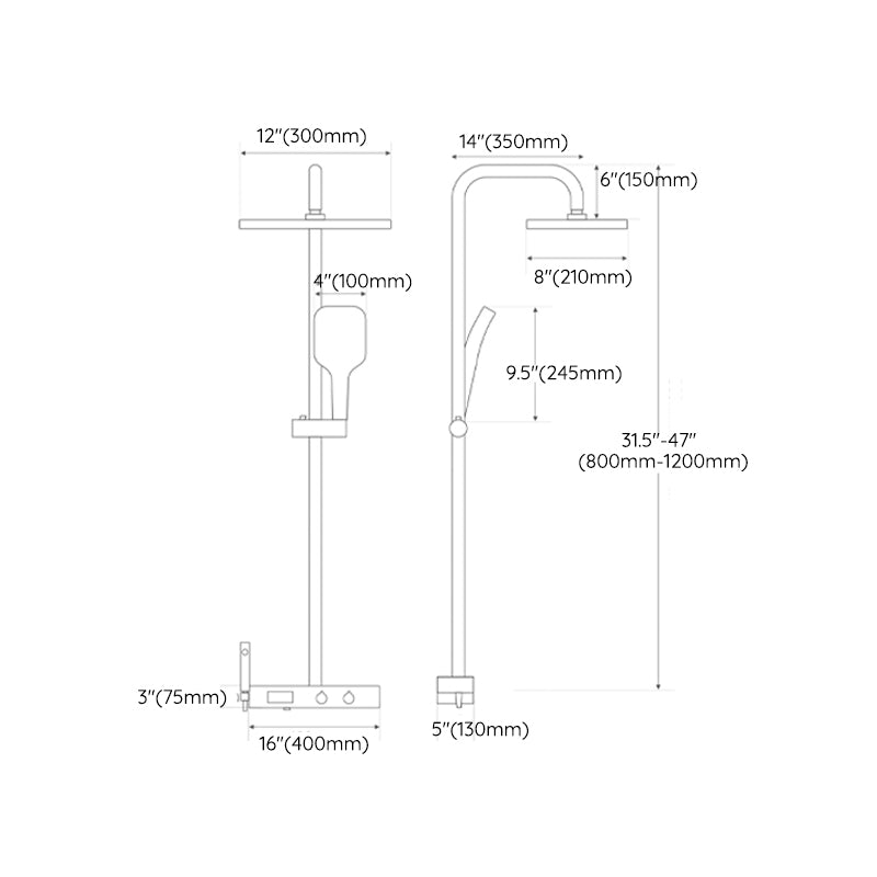 Modern Shower Trim Handheld Shower Head Wall Mounted Rain Shower Head Shower Trim