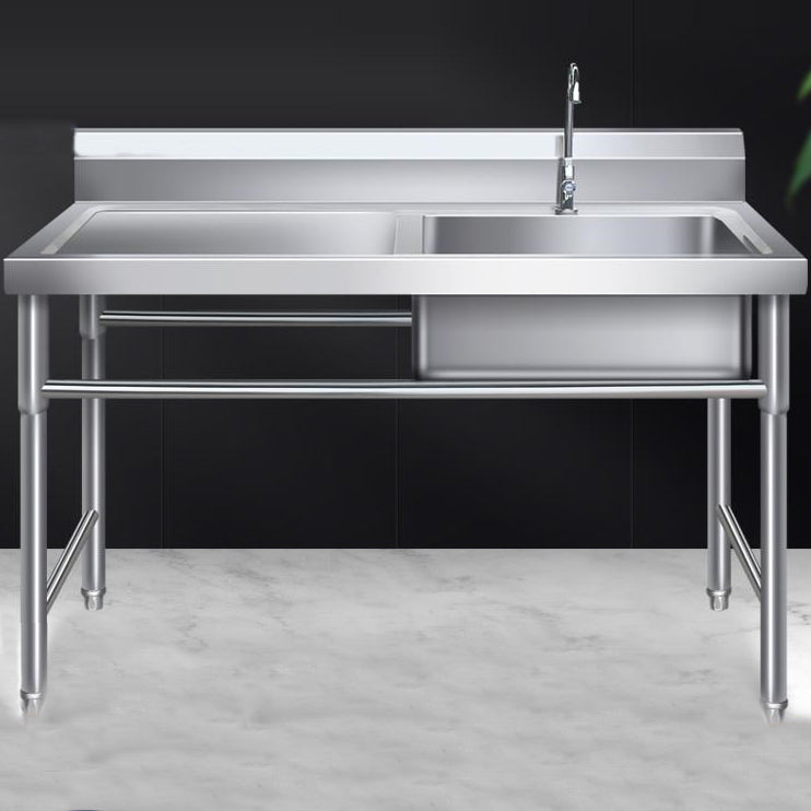 Contemporary Stainless Steel Sink with Strainer Drop-In Kitchen Sink