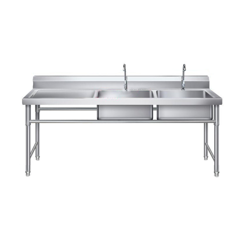 Contemporary Stainless Steel Sink with Strainer Drop-In Kitchen Sink