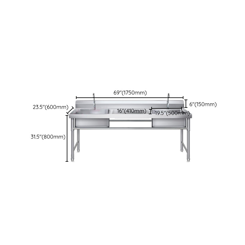 Contemporary Stainless Steel Sink with Strainer Drop-In Kitchen Sink