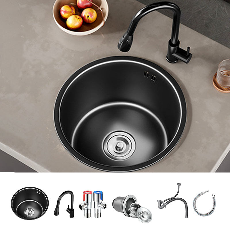 Contemporary Style Round Kitchen Sink Stainless Steel Kitchen Sink