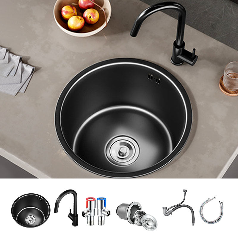 Contemporary Style Round Kitchen Sink Stainless Steel Kitchen Sink