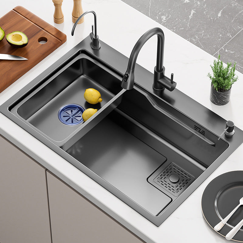 Stainless Steel Kitchen Sink 3 Holes Drop-In Noise-cancelling Design Kitchen Sink