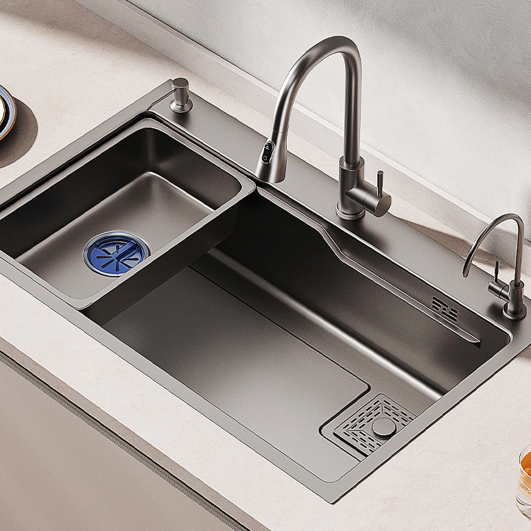 Stainless Steel Kitchen Sink 3 Holes Drop-In Noise-cancelling Design Kitchen Sink